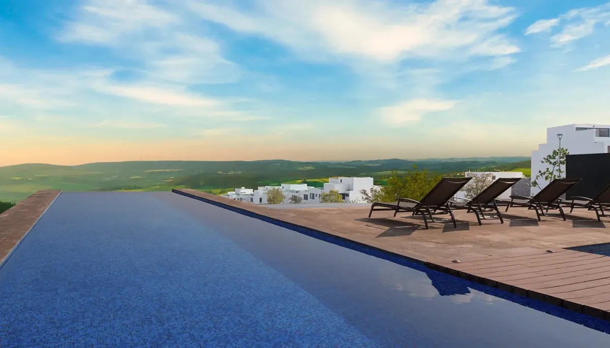 Alberca con vista a valle Casa Renta Thandi Querétaro